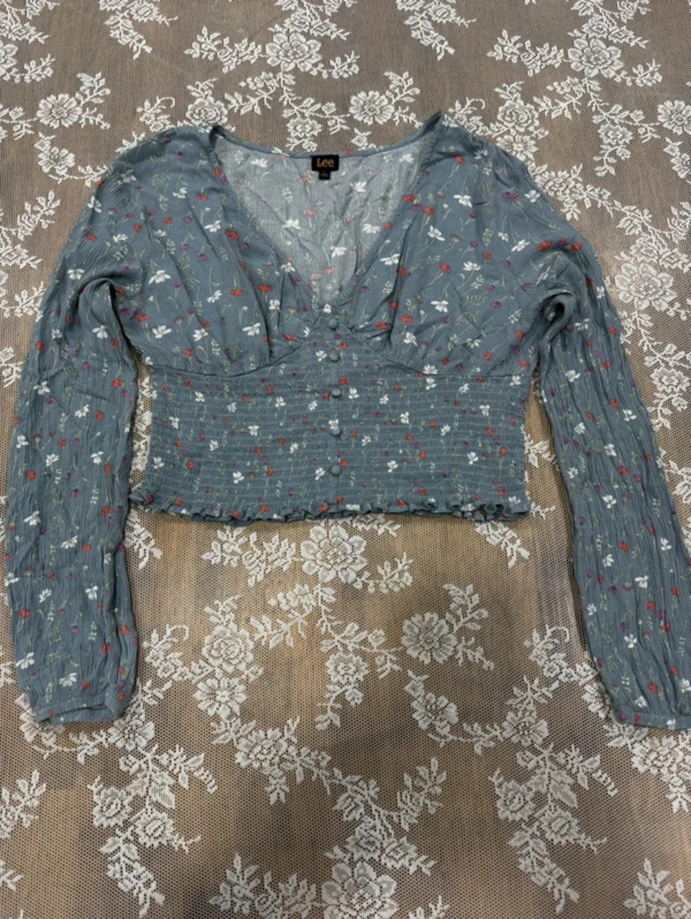 blue flower blouse